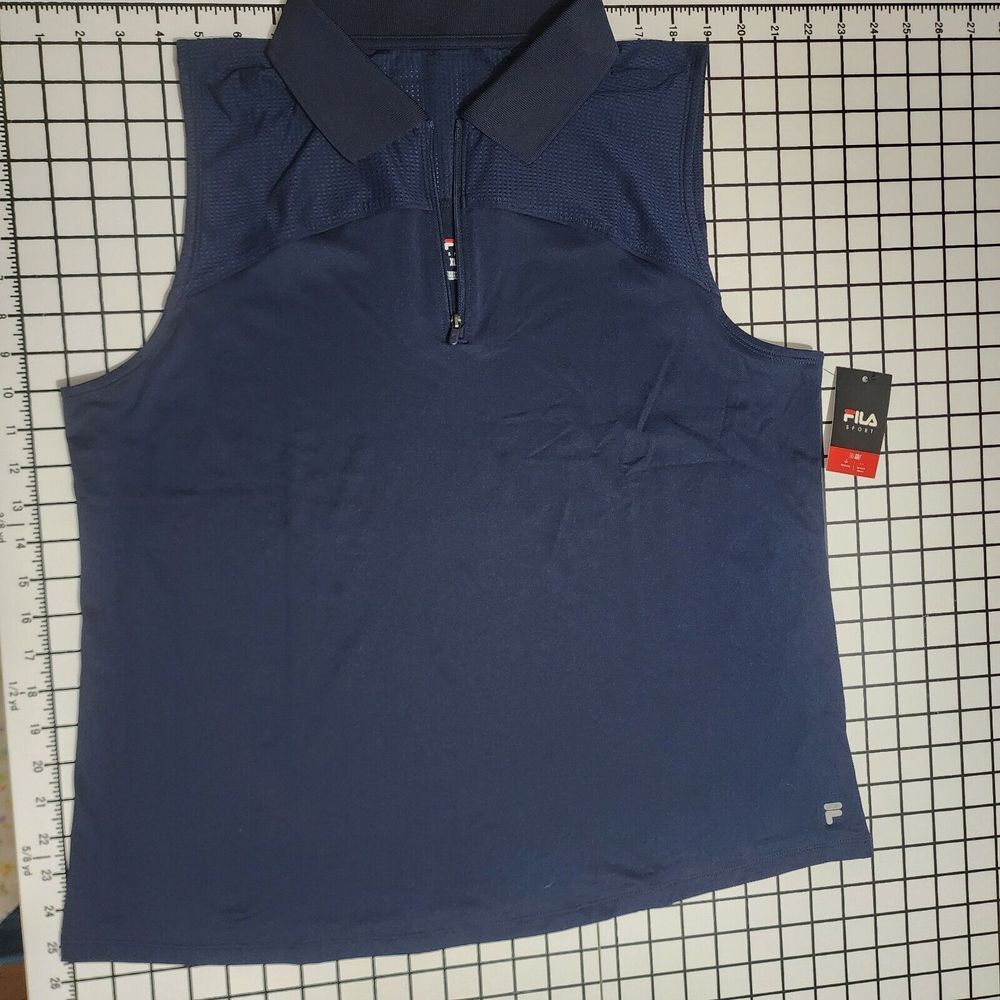 Womens Navy Fila Sleeveless Golf Polo Sz XL NWT‎